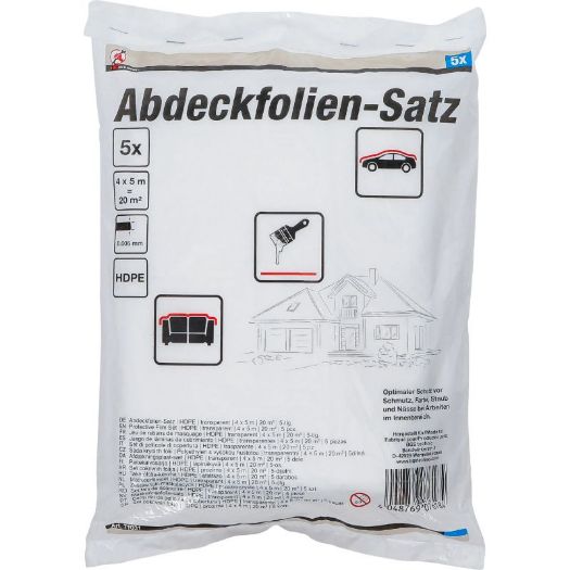 Set zaštitne folije | HDPE | prozirna | 4 x 5 m | 20 m2 | 5 kom