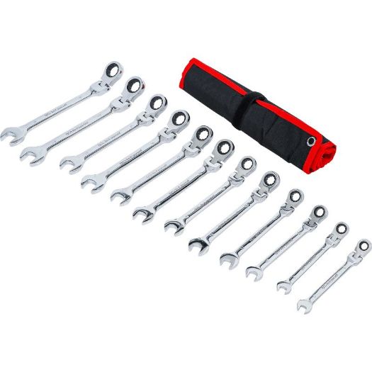 Set račvasto-okastih čegrtaljkastih ključeva s fleksibilnom glavom | 8 - 19 mm | 12 kom