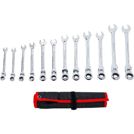 Set račvasto-okastih čegrtaljkastih ključeva s fleksibilnom glavom | 8 - 19 mm | 12 kom