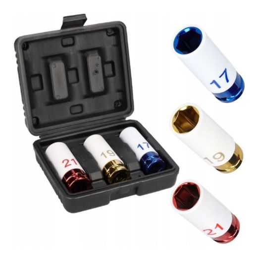Set udarnih nasadnih ključeva 1/2" 17, 19, 21 mm za aluminijske felge