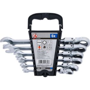 Set okasto-viličastih ključeva s račnom | fleksibilna glava | 8 - 19 mm | 6-dijelni
