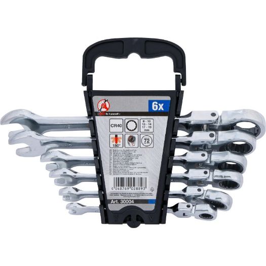 Set okasto-viličastih ključeva s račnom | fleksibilna glava | 8 - 19 mm | 6-dijelni