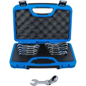 Set okasto-viličastih ključeva s račom | kratki | podesiv | 8 - 19 mm | 12-dijelni