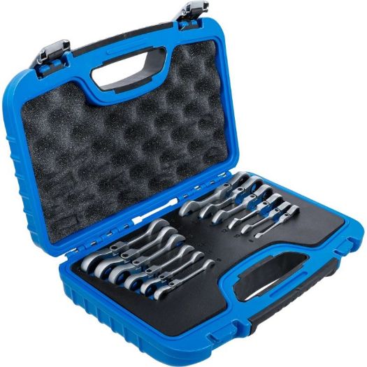 Set okasto-viličastih ključeva s račom | kratki | podesiv | 8 - 19 mm | 12-dijelni