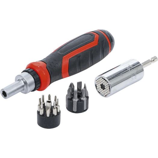 Set preciznih bitova čegrtaljkom i 1/4" nasadnim ključem | 17 kom