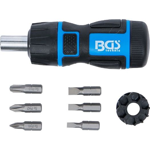 Set mini bitova za odvijač s reverzibilnom čegrtaljkom 1/4" | 7 kom
