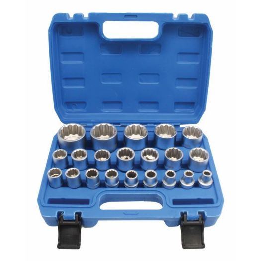 Set ručnih nasadnih ključeva | 12-kutni | 1/2" | kratki | 21 kom