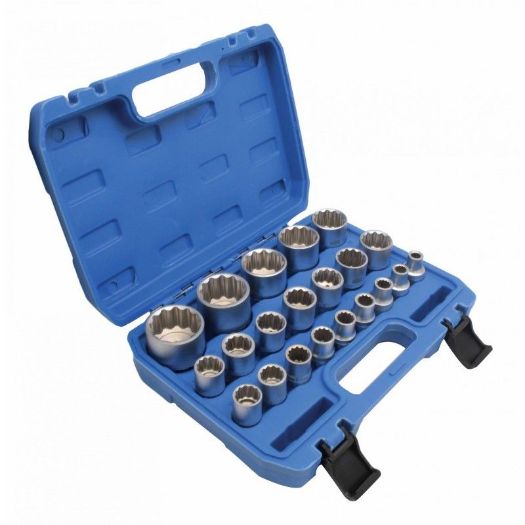 Set ručnih nasadnih ključeva | 12-kutni | 1/2" | kratki | 21 kom