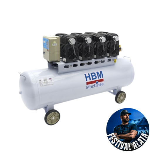 Tihi bezuljni kompresor 200 L, 3000 W, 230 V, 280 L/min, 8 bar