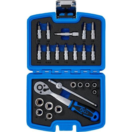 Set nasadnih ključeva 1/4" 24 dijela s 90-zubnom čegrtaljkom