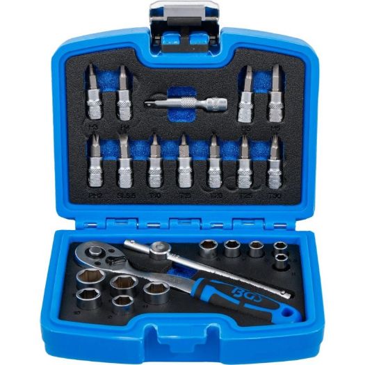 Set nasadnih ključeva 1/4" 24 dijela s 90-zubnom čegrtaljkom