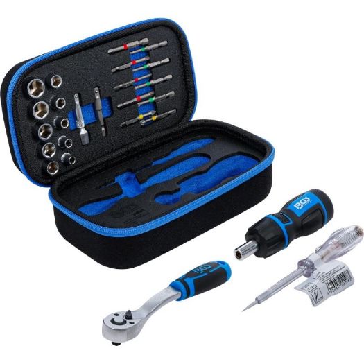 Set nasadnih ključeva 1/4" 26 dijelova s 90-zubnom čegrtaljkom i T-ručkom