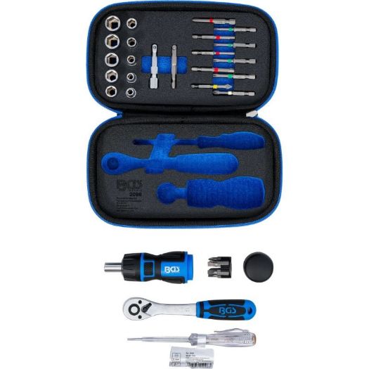Set nasadnih ključeva 1/4" 26 dijelova s 90-zubnom čegrtaljkom i T-ručkom