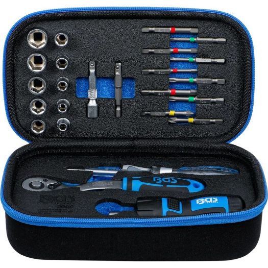 Set nasadnih ključeva 1/4" 26 dijelova s 90-zubnom čegrtaljkom i T-ručkom