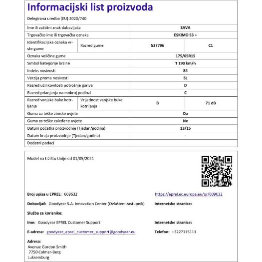 zimska guma 175/65 R15 84T