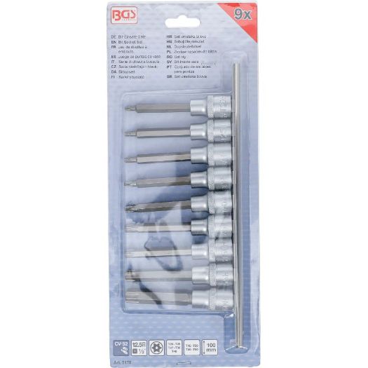 Set sigurnosnih Torx nasadnih bitova 1/2", T20–T60, 9 kom