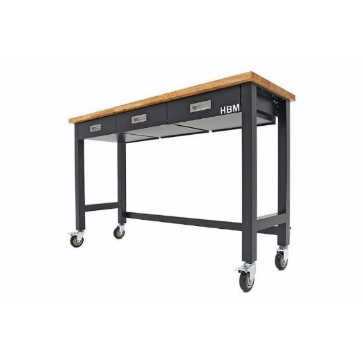Mobilni radni stol s radnom pločom od punog drveta, 152 cm