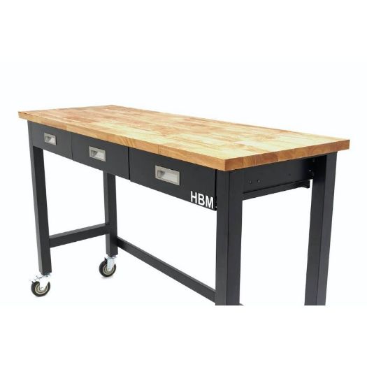 Mobilni radni stol s radnom pločom od punog drveta, 152 cm