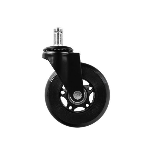 Kotačići za radnu stolicu gumeni crni | 75 mm | 45 kg | 5 kom