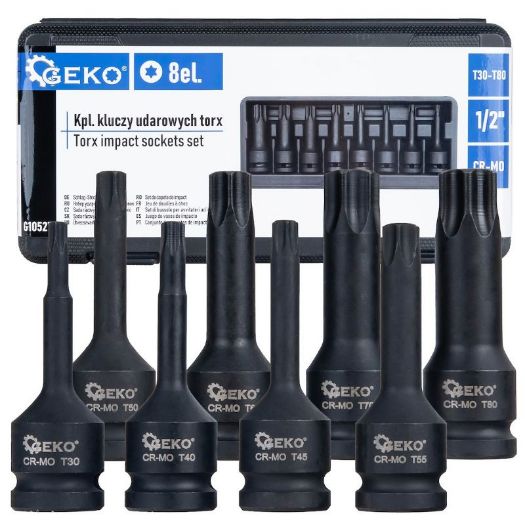 Set udarnih Torx ključeva | prihvat 1/2" | T30 - T80 | CR-MO | 8-dijelni