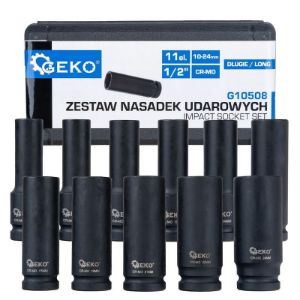 Set produženih udarnih nasadnih ključeva | prihvat 1/2" | 10 - 24 mm | CR-MO | 11-dijelni