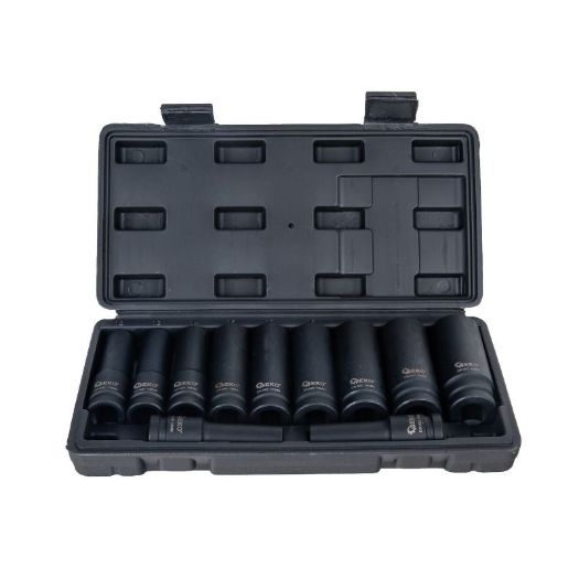Set dugih udarnih nasadnih ključeva | prihvat 1/2" | 10 - 24 mm | CR-MO | 11-dijelni