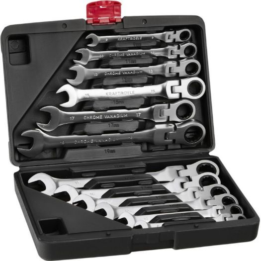 Set kombiniranih ključeva sa zglobnom čegrtaljkom 8-19 mm, 12 kom
