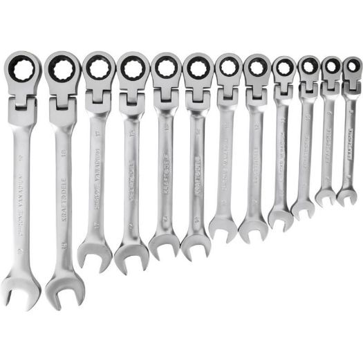 Set kombiniranih ključeva sa zglobnom čegrtaljkom 8-19 mm, 12 kom