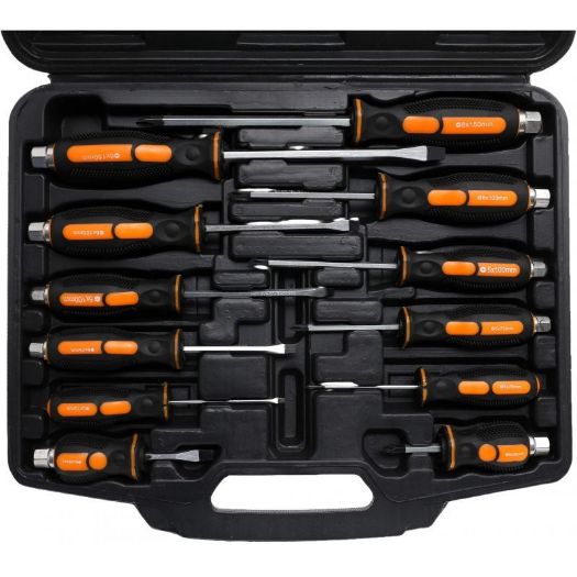 Set udarnih odvijača PH i SL, 12 komada, CrV