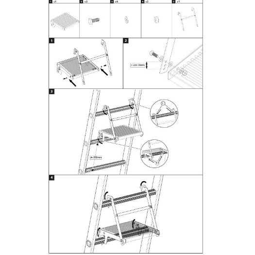 Univerzalna radna platforma za aluminijske ljestve 25 × 25 cm, nosivost 150 kg