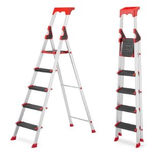 Dvostrane aluminijske ljestve | 4+1 gazišta | crne stepenice
