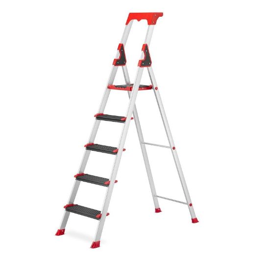 Dvostrane aluminijske ljestve | 4+1 gazišta | crne stepenice