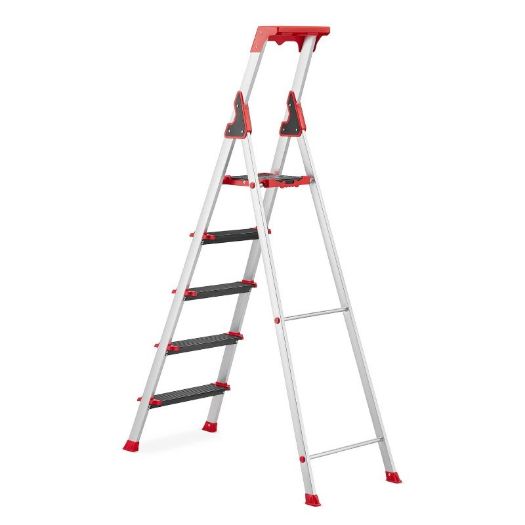 Dvostrane aluminijske ljestve | 4+1 gazišta | crne stepenice