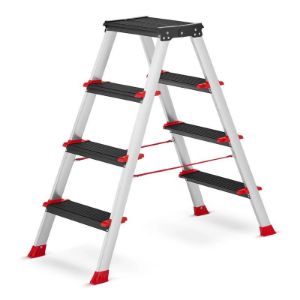 Dvostrane aluminijske ljestve | 4+4 gazišta | crne stepenice