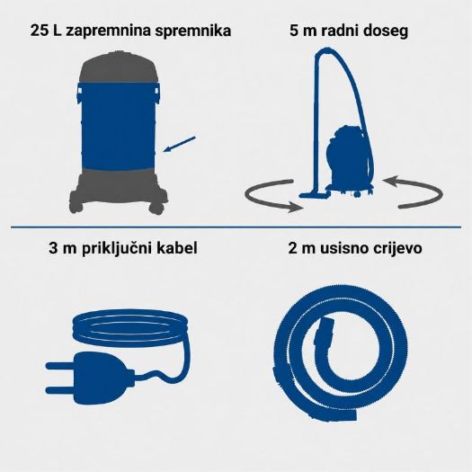 Mokro-suhi usisavač VC25, 1200 W, 25 L, 20 kPa