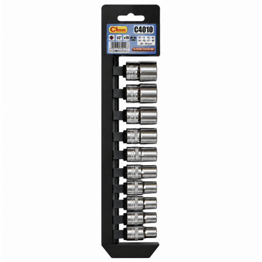 Set kratkih nasadnih ključeva 1/2", 10 - 24 mm, 10 kom