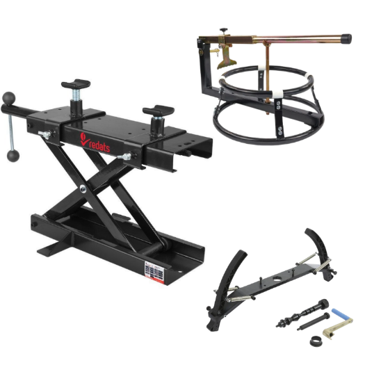 Set za servis moto guma | montirka + dizalica 500 kg + motoadapter