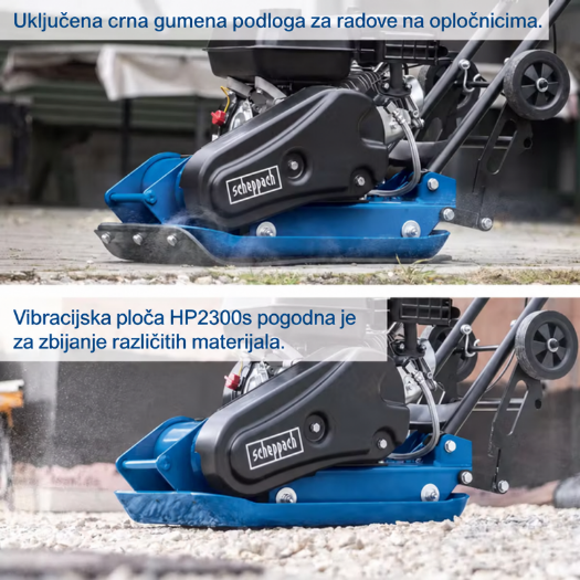 vibro ploča s gumenom podlogom i transportnim kotačima