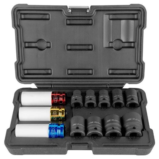 Set udarnih nasadnih ključeva 1/2 cola od 10 do 27 mm u plastičnom koferu