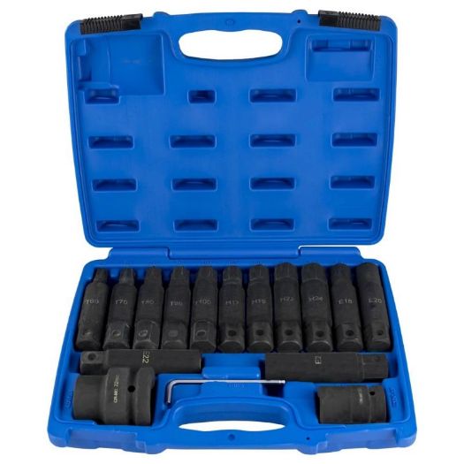 Set udarnih bit nastavaka imbus, Torx i E-Torx | adapteri 3/4 i 1 col | 16-dijelni