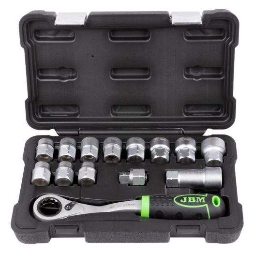 Set prolaznih nasadnih ključeva od 13 do 27 mm s račnom