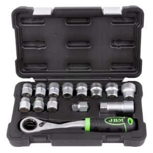Set prolaznih nasadnih ključeva s račnom | 13 - 27 mm | 14-dijelni