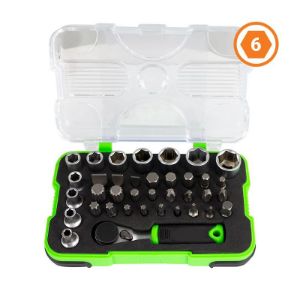 Set nasadnih ključeva i bitova 1/4 cola s mini račnom | 4 - 13 mm | 38-dijelni