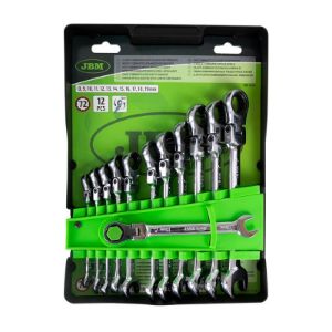 Set zglobnih kombiniranih ključeva s čegrtaljkom | 8 - 19 mm | 12-dijelni