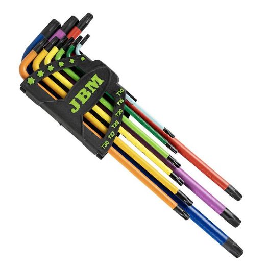 Set od 9 ekstra dugih Torx ključeva od T10 do T50 u držaču