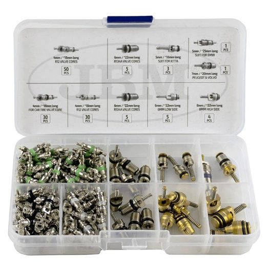 Set ventila za klimu R12 i R134a, 134 dijela, u kutiji s pregradama