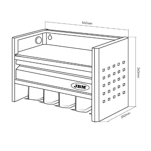 Metalni organizator za aku alat i baterije, 540 x 250 x 340 mm, detalj 6