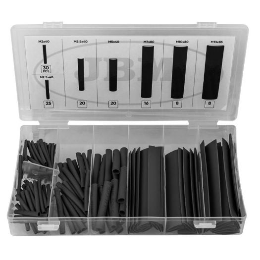 Set termoskupljajućih cijevi | crne | 2 - 13 mm | 127 kom