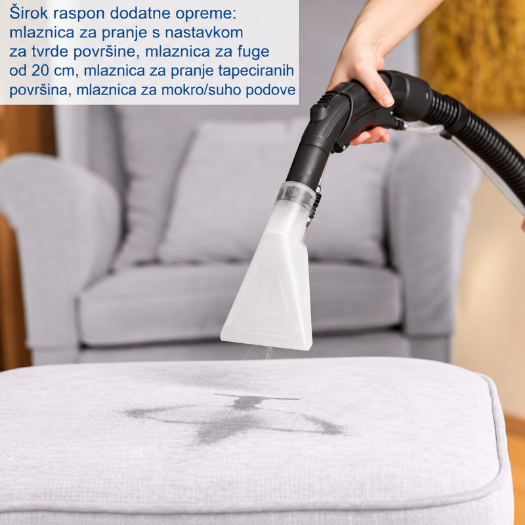 Usisavač za dubinsko čišćenje s odvojivim spremnikom za sredstvo za čišćenje zapremnine 3,5 L