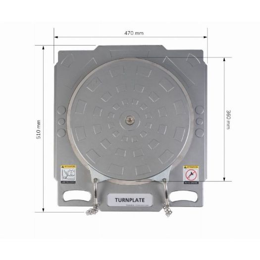 Okretna ploča odozgo s oznakama dimenzija 470 i 510 mm